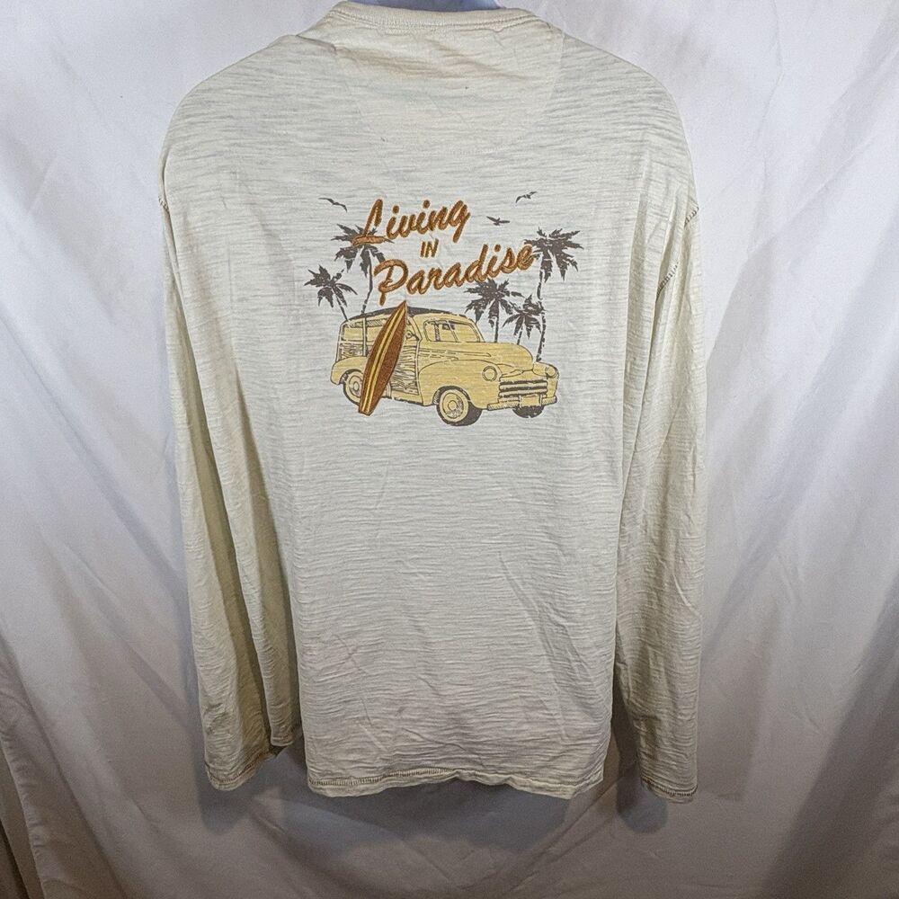Boca Classics Long Sleeve Mens 2XL Cream Pima Cotton Surf Beach Coastal Casual